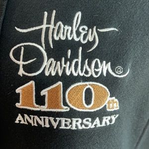 Harley Davidson Black zip front jacket inside fleece 110th Anniversary NWOT Sz M